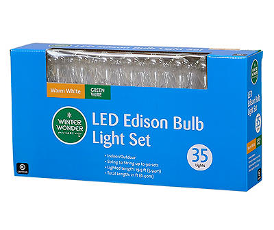 Warm White LED Edison Light Set, 35-Lights