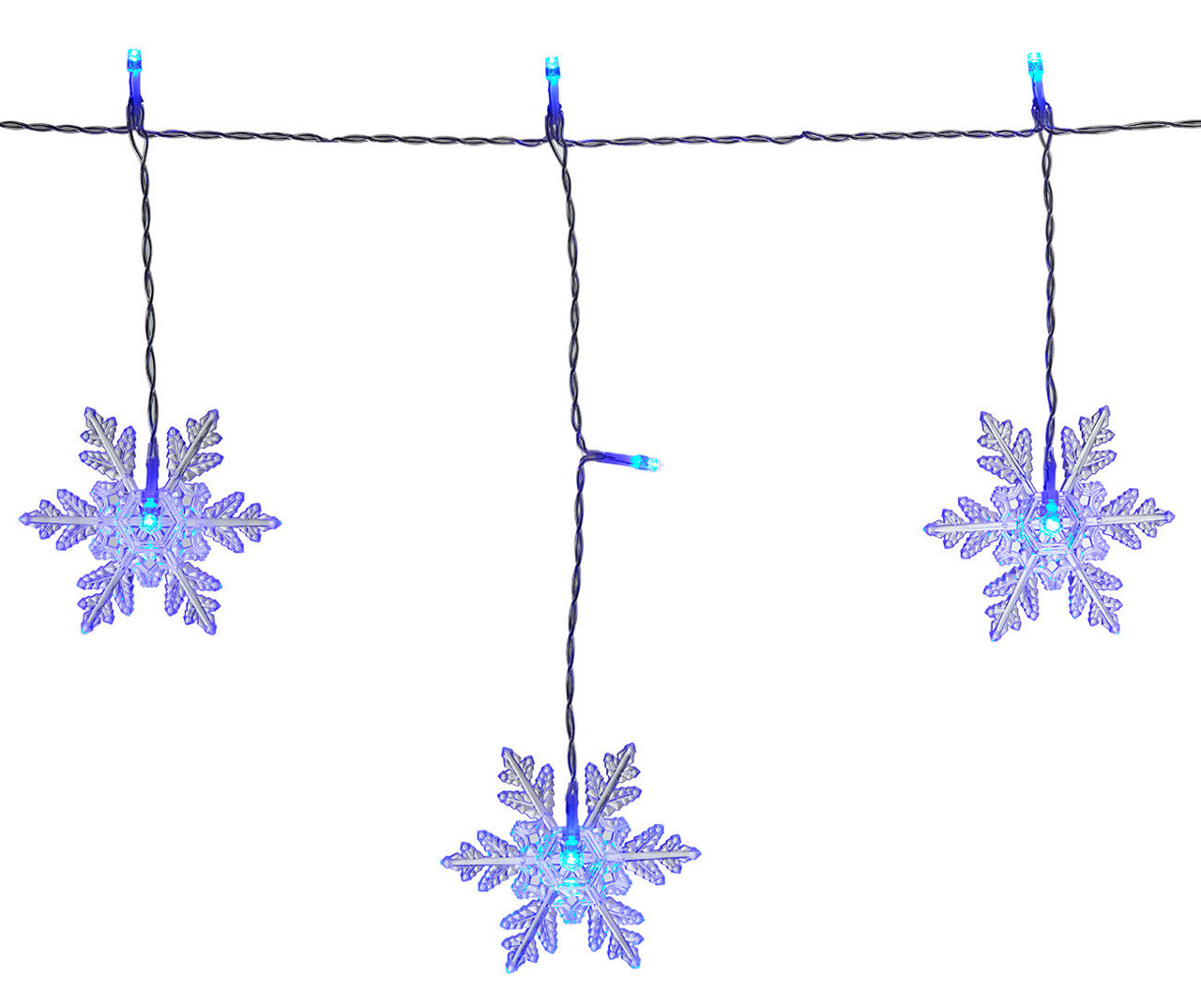 Blue Snowflake LED Icicle Light Set, 30-Lights