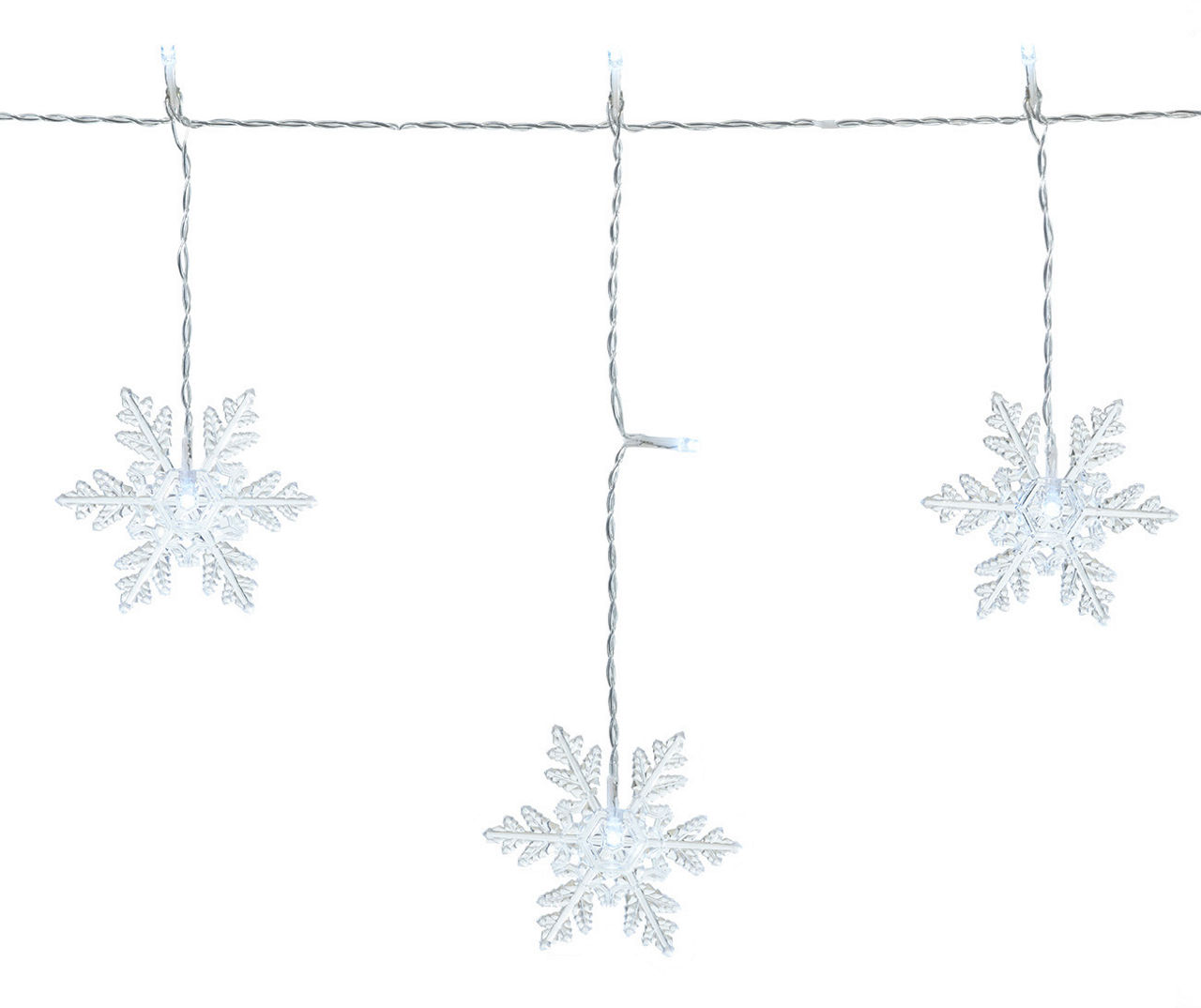 Cool White Snowflake LED Icicle Light Set, 30-Lights