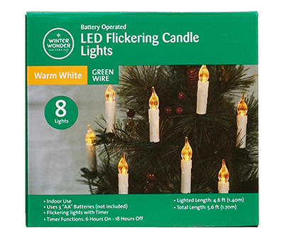 Warm White LED Flickering Candle Light Set, 8-Lights