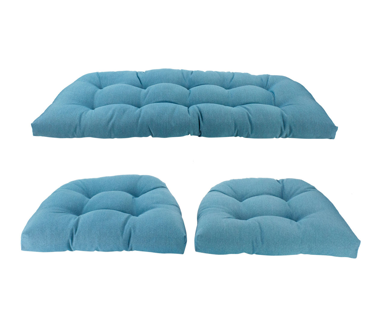 Blue 3-Piece Wicker Furniture Cushion Set