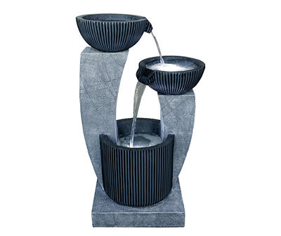 Light Blue Tiered Bowl LED Water Fountain