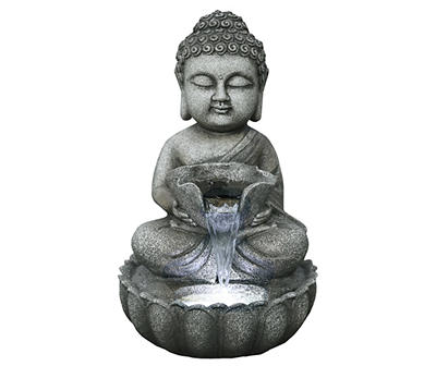 Buddha Holding Leaf LED Water Fountain