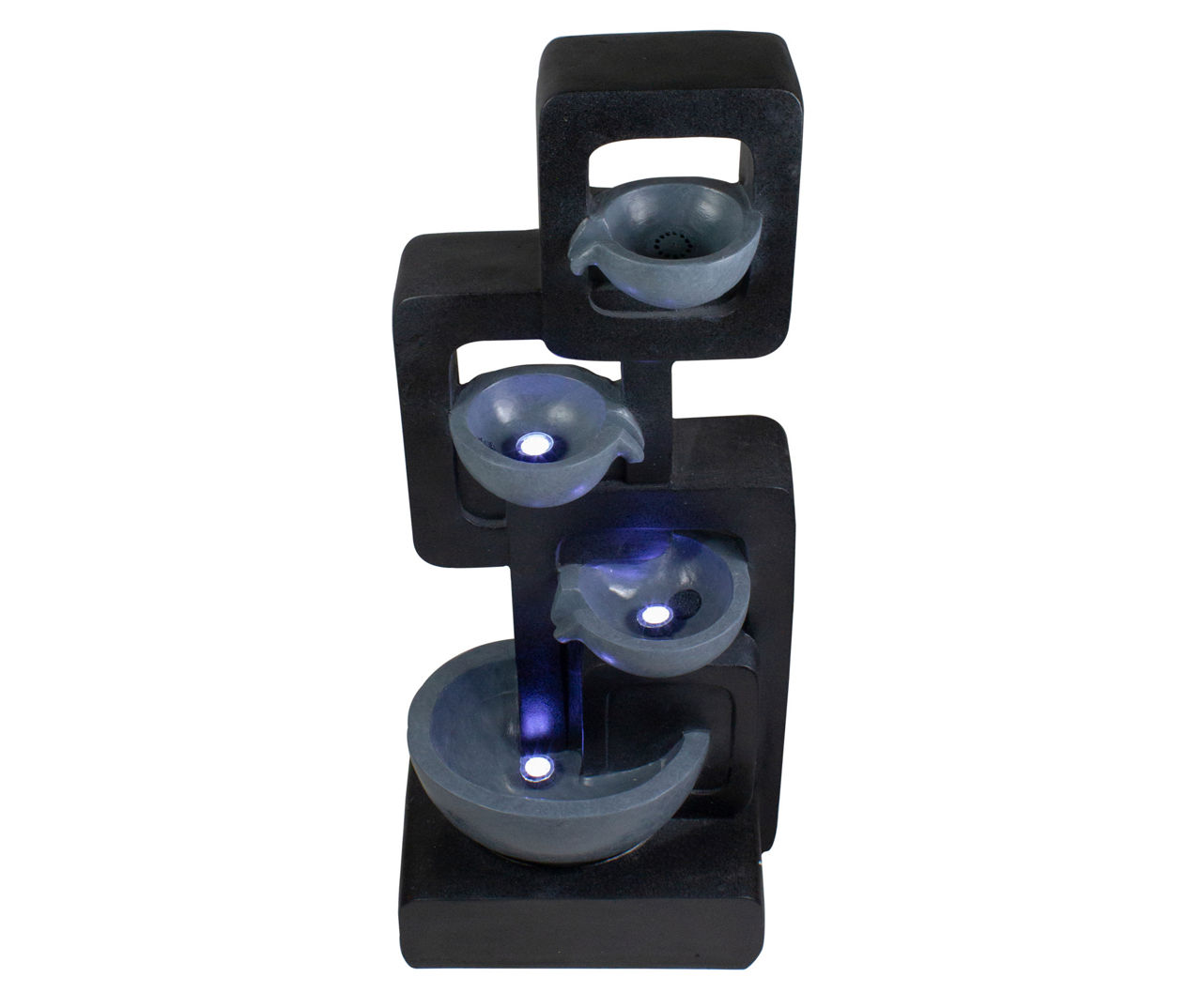 Black & Gray 4-Tier Bowl LED Water Fountain