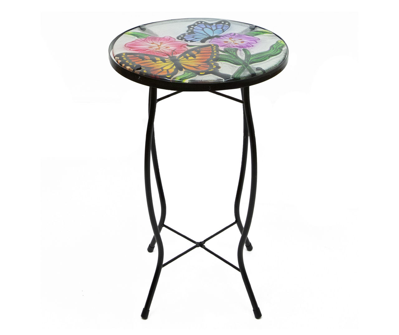 Northlight 19" Butterfly & Flower Glass Garden Table Big Lots