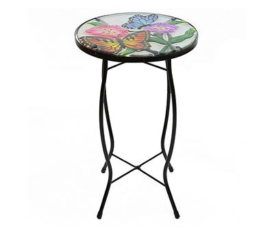 19" Butterfly & Flower Glass Garden Table
