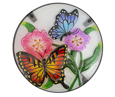 19" Butterfly & Flower Glass Garden Table
