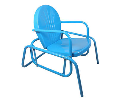 Retro Tulip Sky Blue Metal Patio Glider Chair