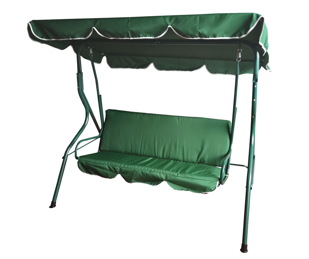 Green 3-Person Cushioned Patio Swing with Canopy