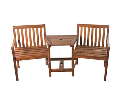 Acacia Wood 3-Piece Chair & Side Table Set