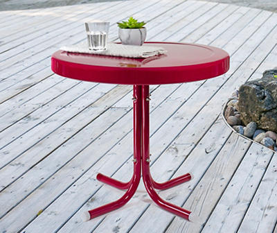 Retro Tulip Pink Metal Patio Side Table