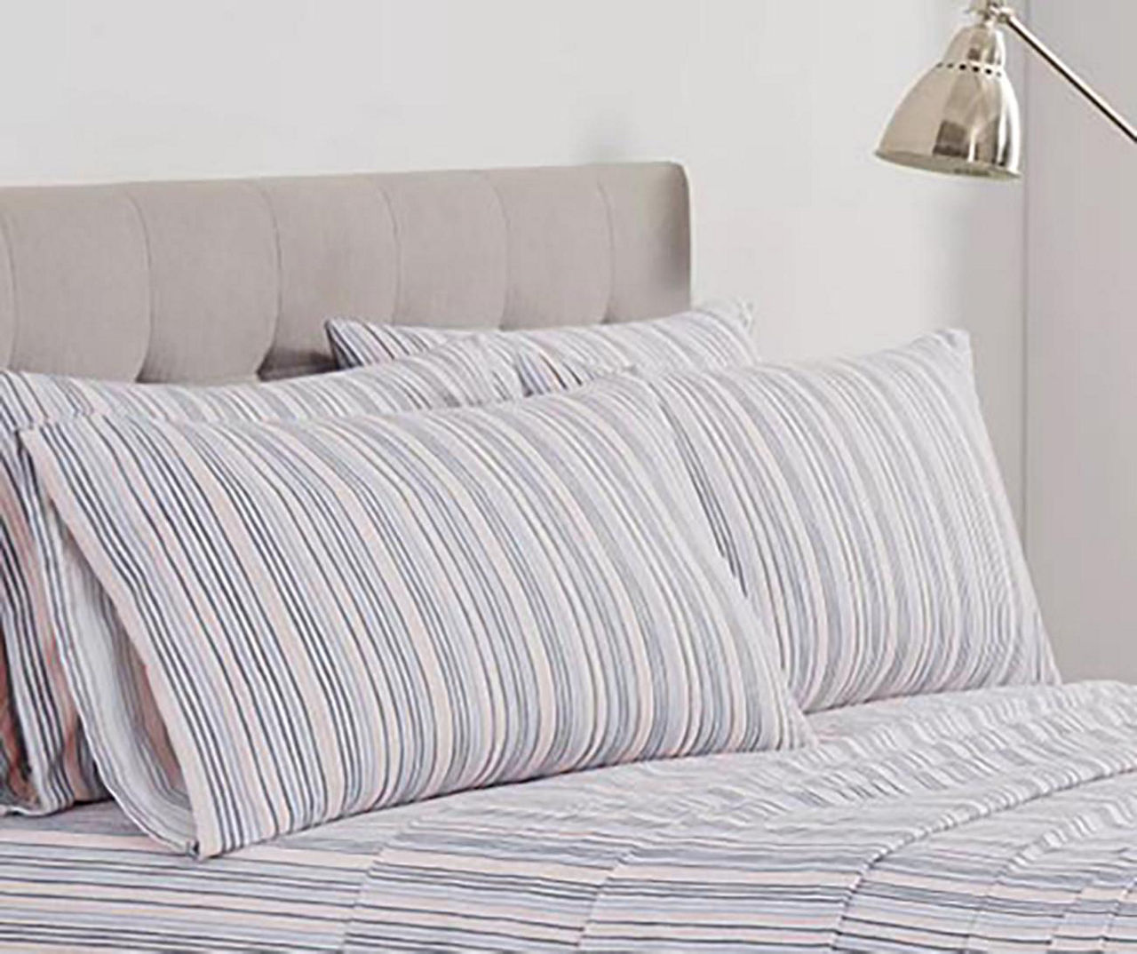 Rosewater & Gray Stripe Twin 3-Piece Microfiber Sheet Set