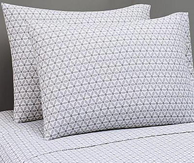 White & Gray Geo Leaf Microfiber Standard Pillowcase, 2-Pack