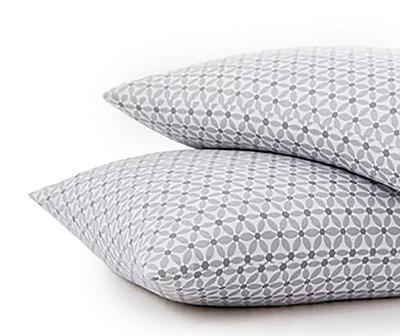 White & Gray Geo Leaf Microfiber Standard Pillowcase, 2-Pack