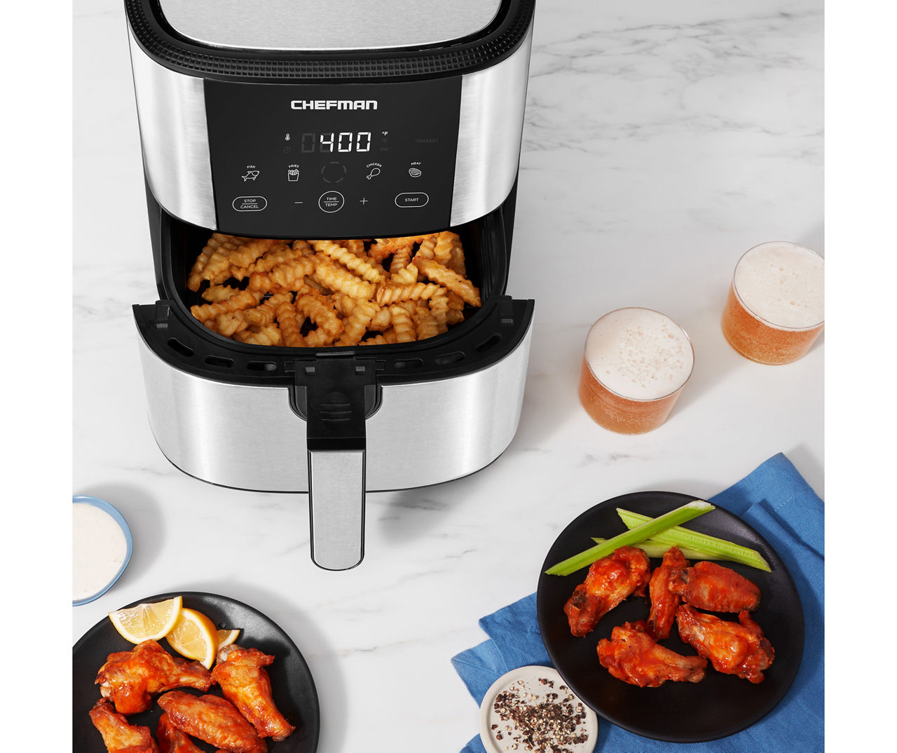 5-Quart Chefman TurboFry Touch Stainless Steel Air Fryer