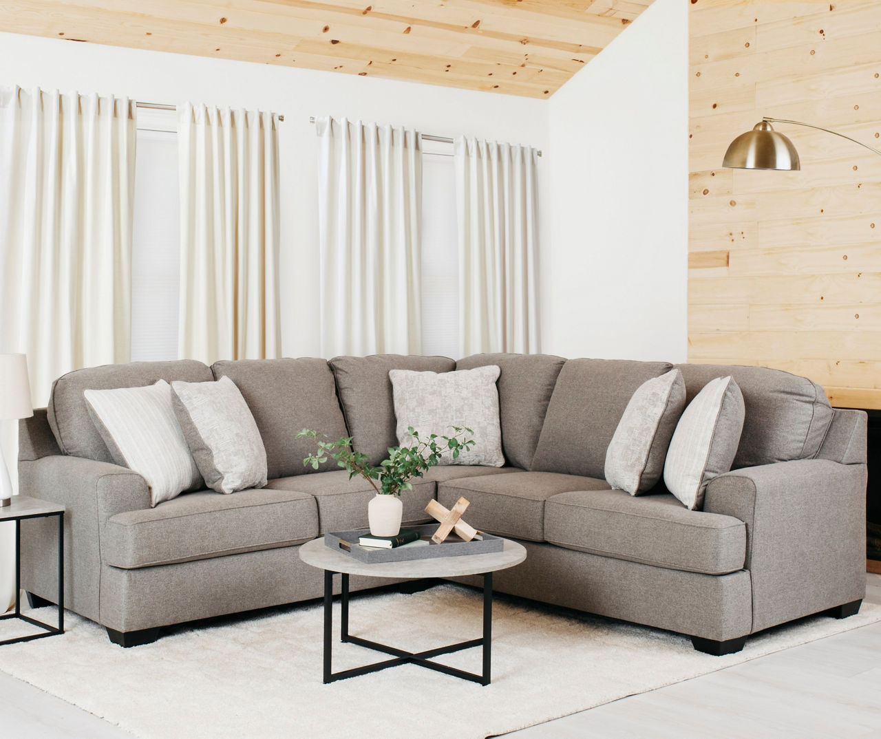 Broyhill McRay Pewter RightArmFacing Sofa with Corner Wedge Piece