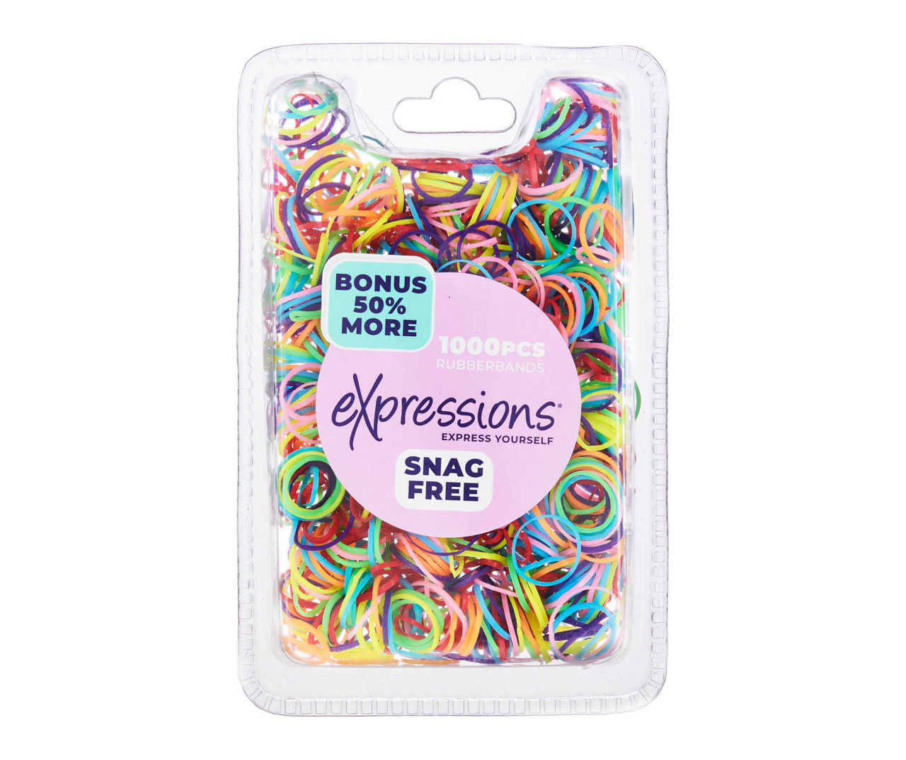 Expressions 2334260 Bright Large Elastic Bands for Thicker Hair, Assorted -  500 Count - Case of 48 