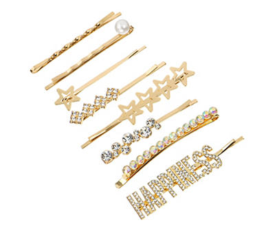 Must-Have Beauty Happiness 8-Piece Goldtone & Rhinestone Hair Clip Set