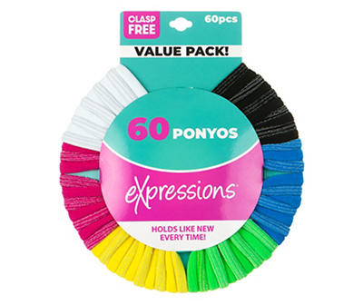 Expressions Bright Large 60-Count Ponyos Hair Tie Set