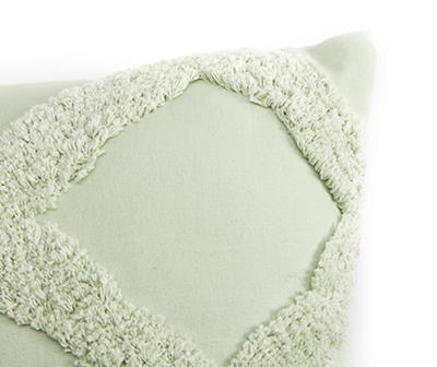 Sage Green Tufted Lattice Square Throw Pillow