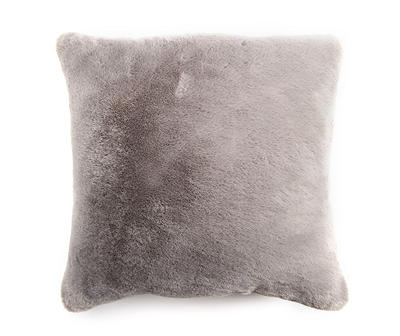 Rainy Day Gray Faux Fur Square Throw Pillow