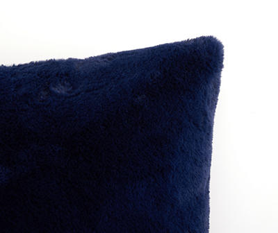 Peacoat Navy Faux Fur Square Throw Pillow