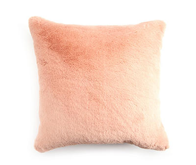 Coral Faux Fur Square Throw Pillow