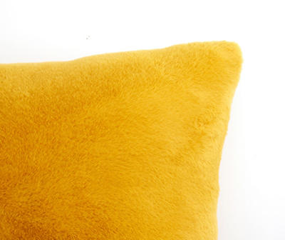 Golden Spice Faux Fur Square Throw Pillow