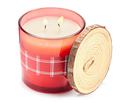 Warm Cinnamon 2-Wick Red Plaid Candle, 14 Oz.