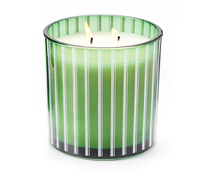 Eucalyptus Evergreen 2-Wick Striped Glass Candle, 14 Oz.