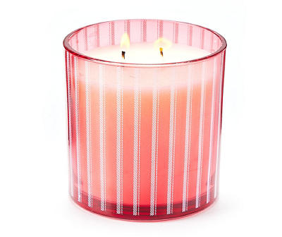 Cranberry Wreath 2-Wick Striped Glass Candle, 14 Oz.