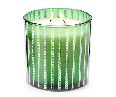 Holly & Ivy 2-Wick Striped Glass Candle, 14 Oz.