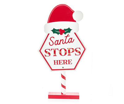 Santa's Workshop "Santa Stops Here" LED Tabletop Sign