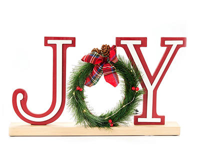 Santa's Workshop "Joy" Letter & Wreath LED Tabletop Decor