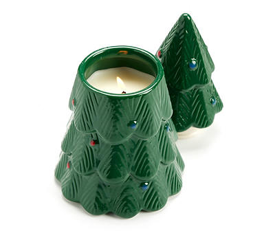 Santa's Workshop Winterberry Pine Tree Ceramic Candle, 9 Oz.