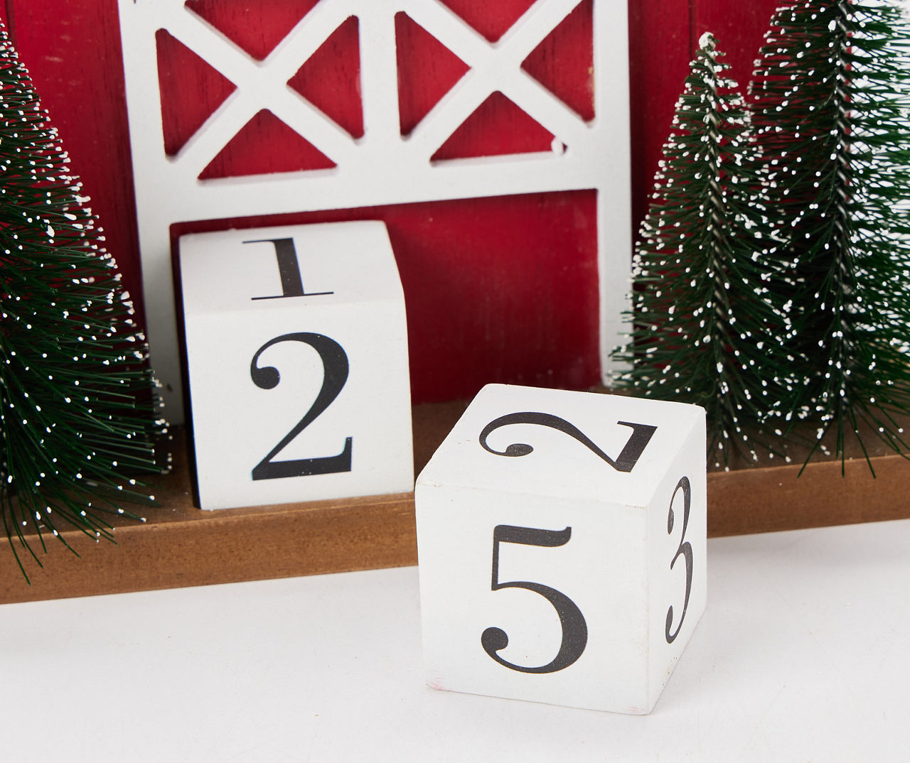 Santa's Workshop "Days Until Christmas" Red Barn & Tree Tabletop Countdown Calendar