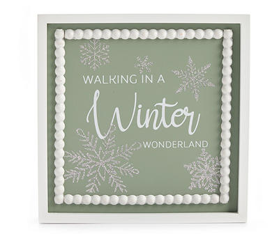 Frosted Forest "Winter Wonderland" Bead & Snowflake Framed Tabletop Decor