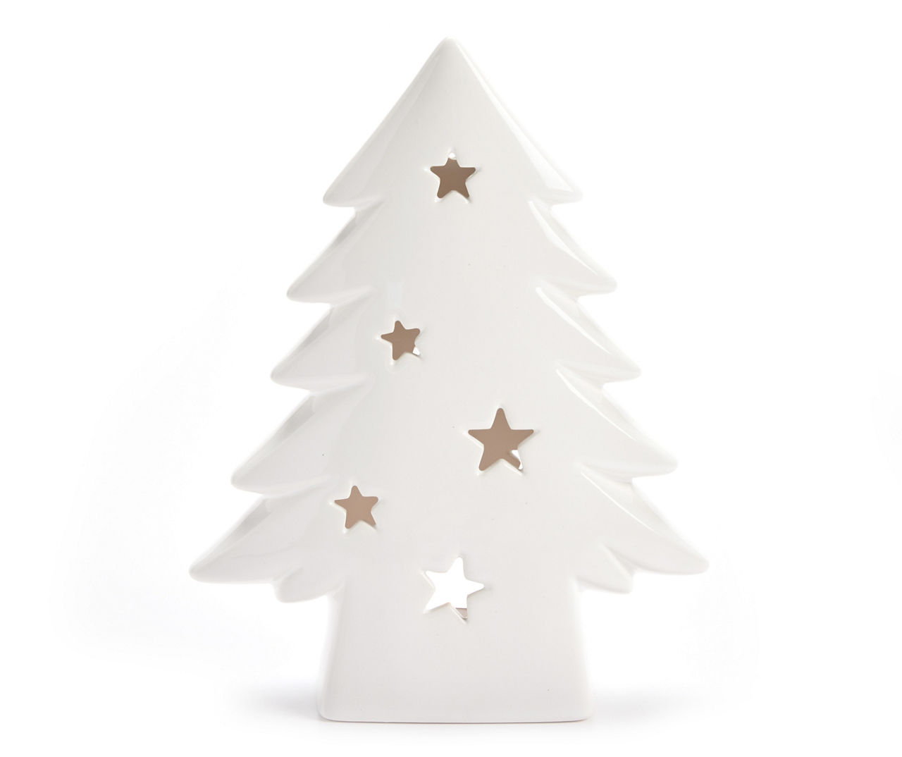 Frosted Forest White Tree Ceramic Tealight Candle Holder, (8")