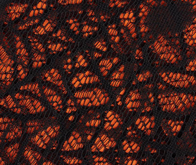 Let's Party Pumpkin Black & Orange Spiderweb Lace Fabric Tablecloth, (60" x 102")