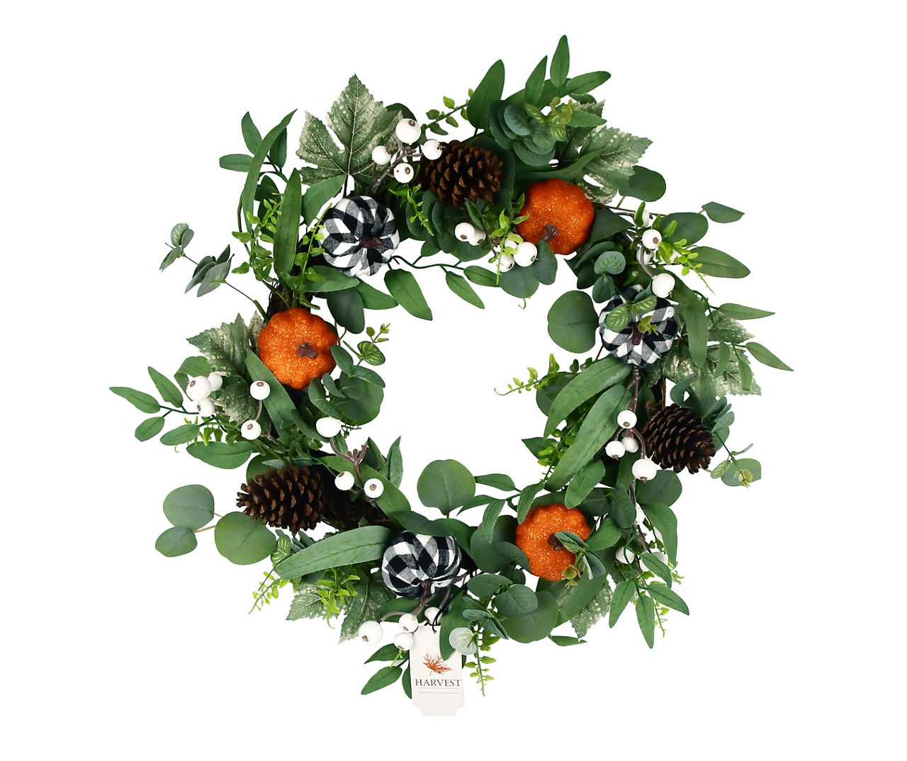 Harvest Meadow Pumpkin, Pinecone & Berry Greenery Wreath