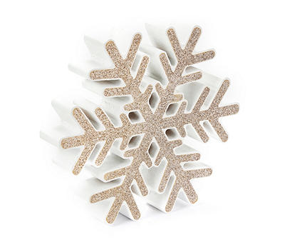 Frosted Forest Gold Glitter Snowflake Tabletop Decor