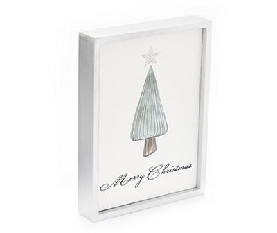 Frosted Forest "Merry Christmas" Tree & Glitter Star Framed Wall Decor