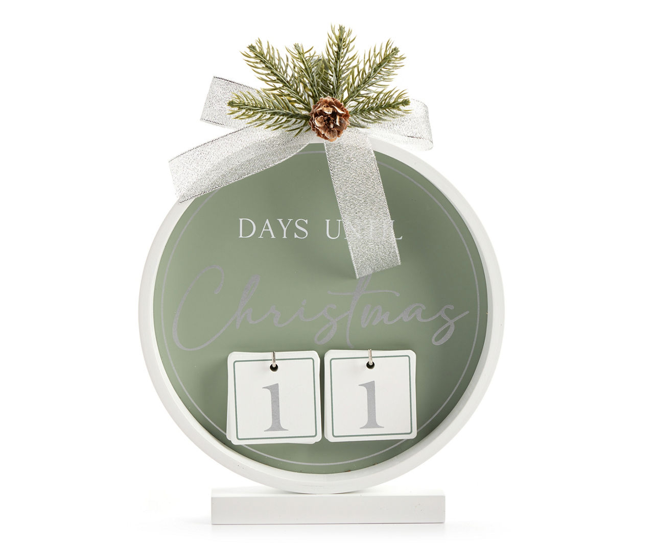 Frosted Forest "Days Until Christmas" Greenery & Bow Tabletop Countdown Calendar