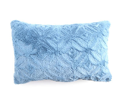 Mountain Spring Blue Diamond-Texture Faux Fur Lumbar Pillow