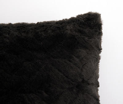 Black Diamond-Texture Faux Fur Lumbar Pillow