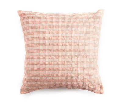 Pink Plaid Square Throw Pillow