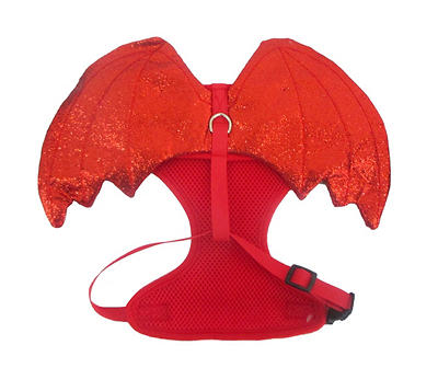 Pet Large Red Glitter Devil Wings Harness