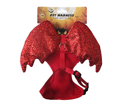 Pet Small/Medium Red Glitter Devil Wings Harness