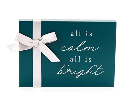 Frosted Forest "All Is Calm" Ribbon Bow Tabletop Decor