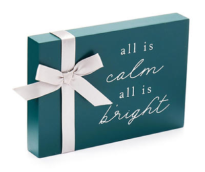 Frosted Forest "All Is Calm" Ribbon Bow Tabletop Decor